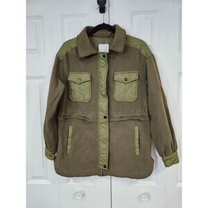 Avec Les Filles Oversized Shirt Jacket Womens Size Small Shacket Army Green